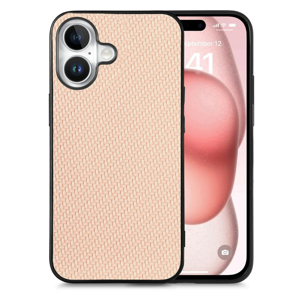 (Khaki) For Iphone 17 Case Carbon Fiber Texture Pu Leather + Pc + Tpu Phone Cover 6914298459294