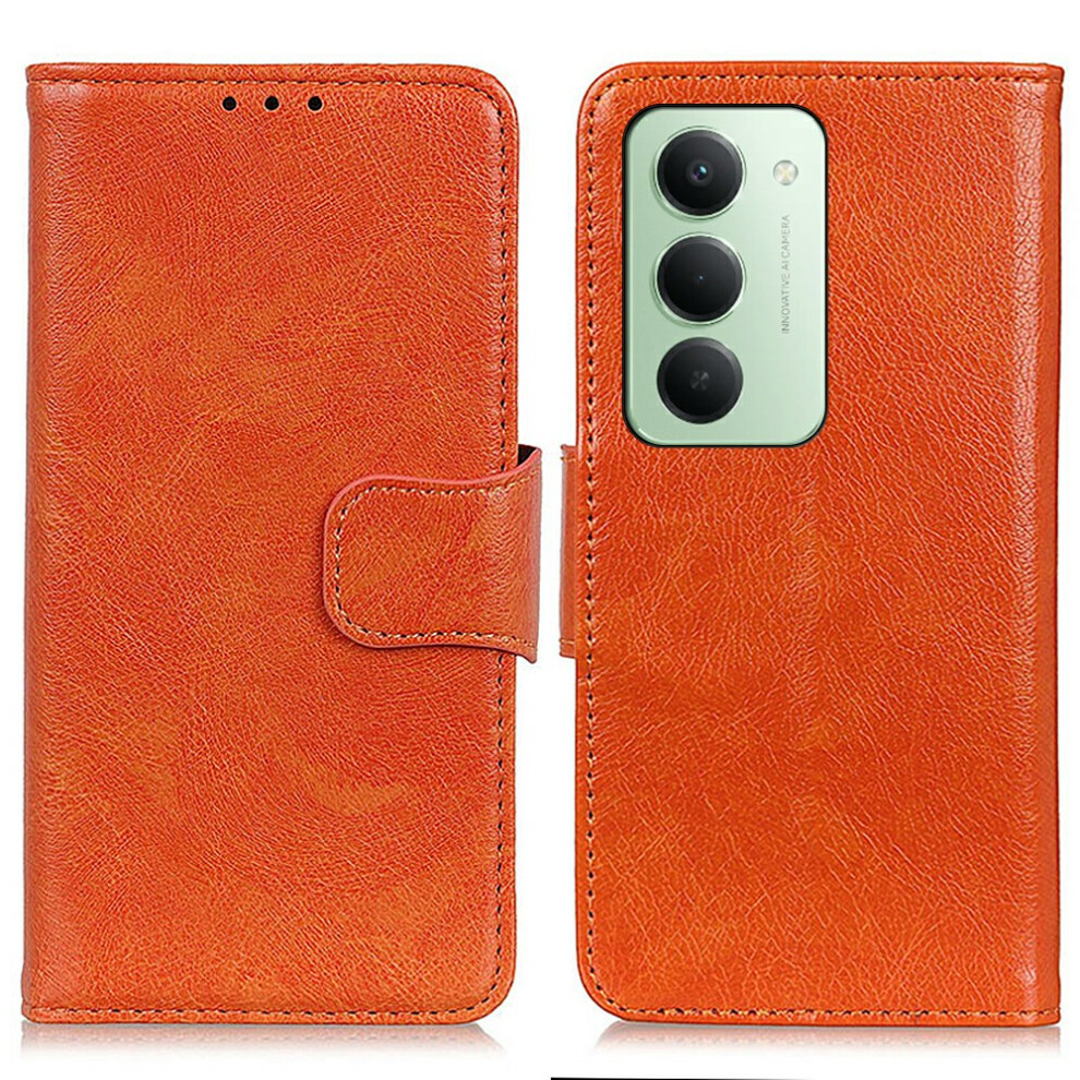 (Orange) For Xiaomi Redmi 15 5G (Global) (169Mm) Case Nappa Texture Split Leather Wallet Phone Cover Orange 6914292502415