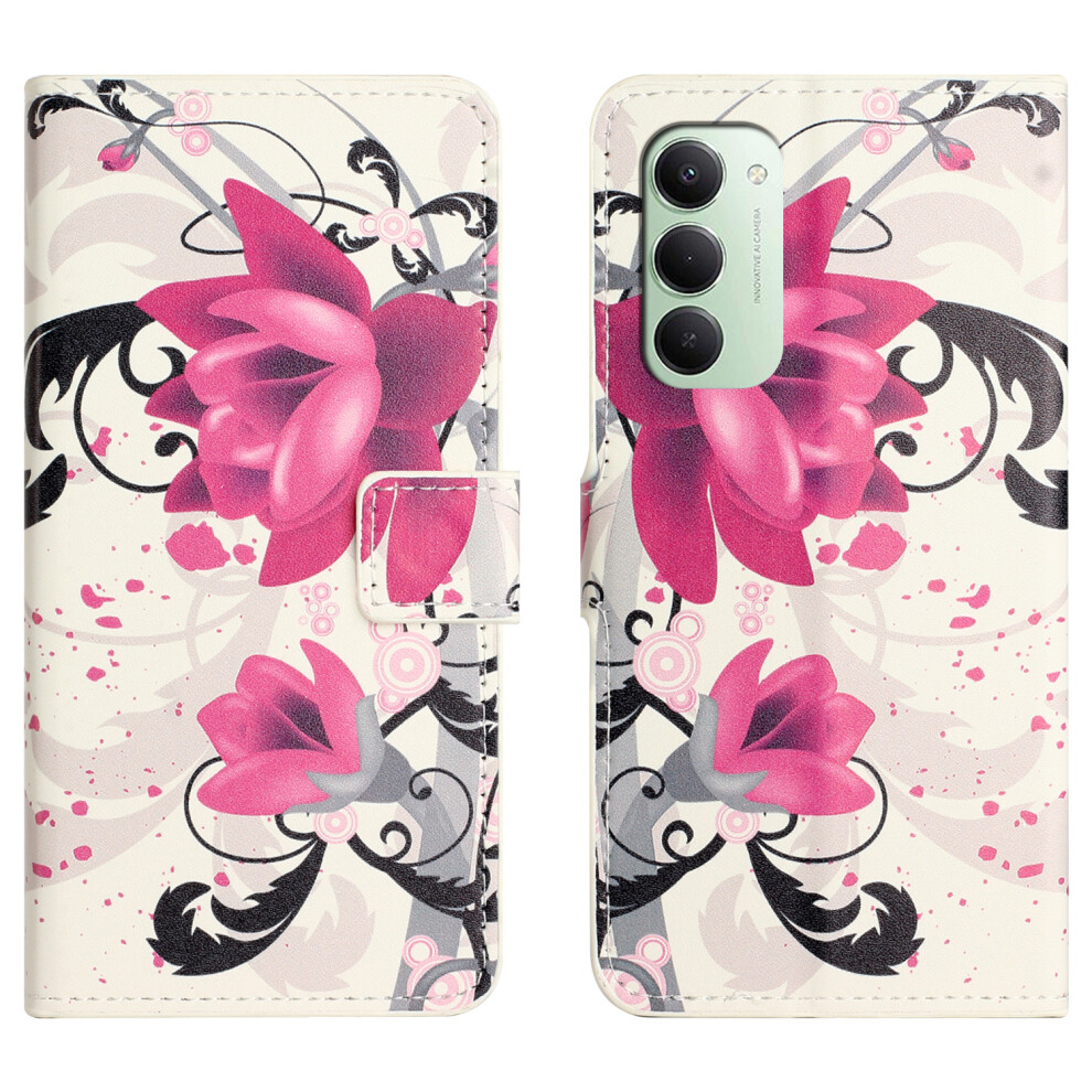 (Lotus) For Xiaomi Redmi 15 5G (Global) (169Mm) Case Pattern Print Pu Leather Wallet Phone Cover 6914294829312