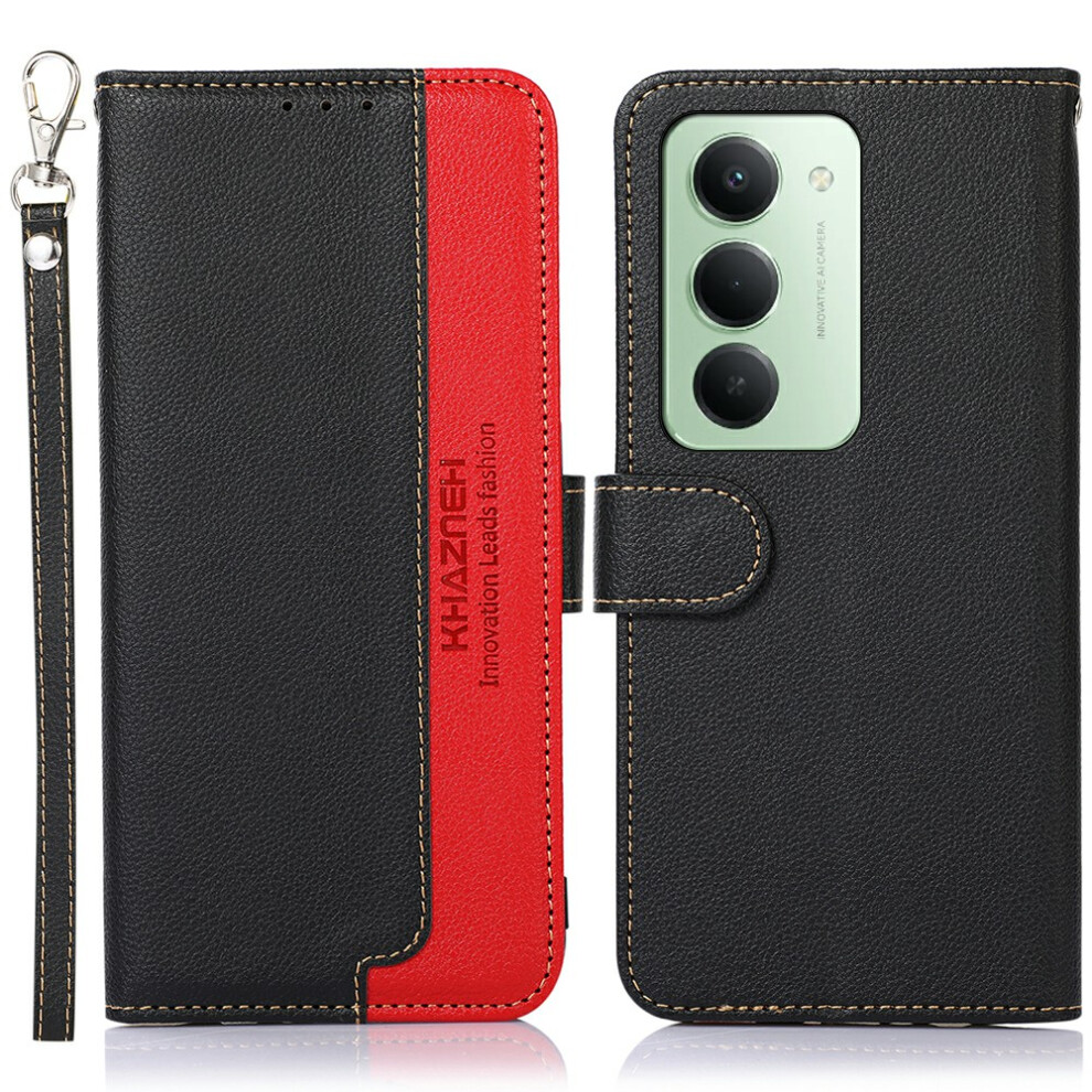 (Black) Khazneh For Xiaomi Redmi 15 4G (Eu) (171Mm) Case Rfid Blocking Wallet Litchi Texture Pu Leather Phone Cover With Strap Black 6914298285442