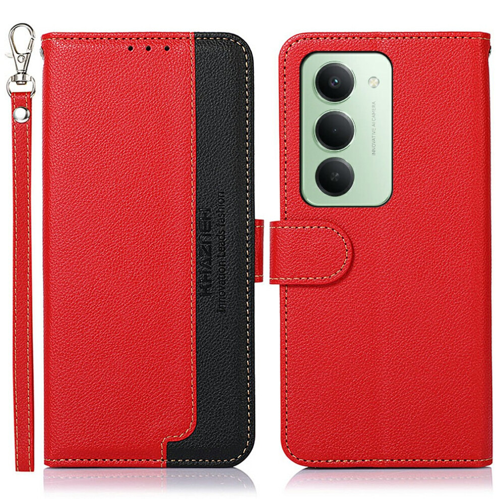 (Red) Khazneh For Xiaomi Mi 15 4G (Eu) (171Mm) Case Rfid Blocking Wallet Litchi Texture Pu Leather Phone Cover With Strap Red 6914297070667