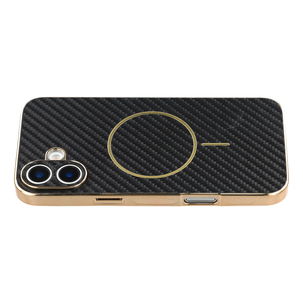 (Black) For Iphone 17 Phone Case Carbon Fiber Textured Electroplated Tpu Back Cover Black 6914295513357