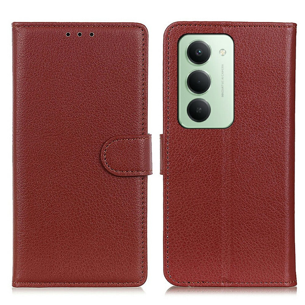 (Brown) For Xiaomi Redmi 15 4G (Eu) (171Mm) Wallet Case Pu Leather Phone Cover Litchi Texture Brown 6914293437402
