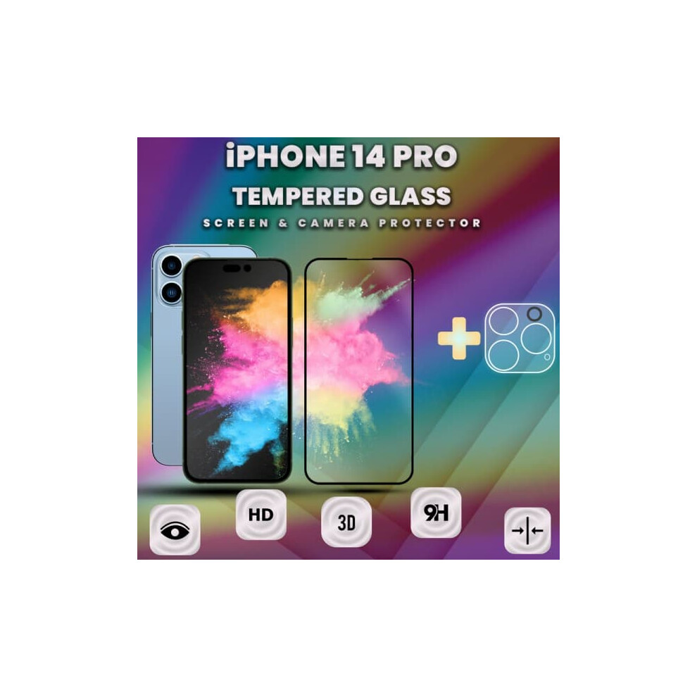 Iphone 14 Pro Tempered Glass Screen And Lens Protector 9H 3D 962125242676