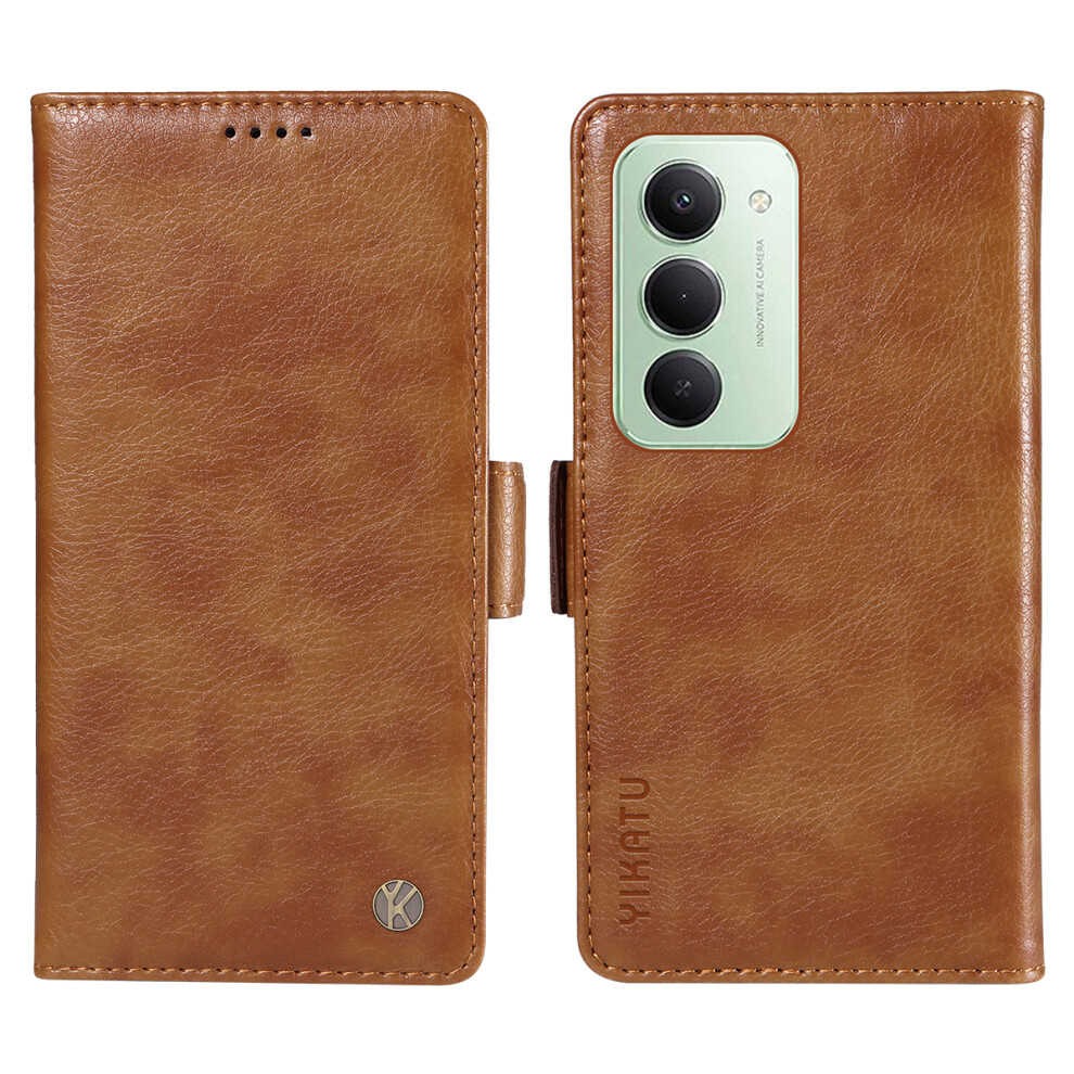 (Brown) Yikatu For Xiaomi Redmi 15 4G (Eu) (171Mm) Case Yk-007 Litchi Texture Pu Leather Wallet Phone Cover Brown 6914291818104