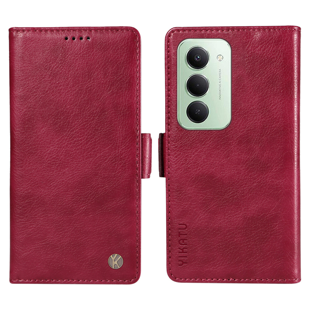 (Wine ) Yikatu For Xiaomi Mi 15 4G (Eu) (171Mm) Case Yk-007 Litchi Texture Pu Leather Wallet Phone Cover Red 6914294071797