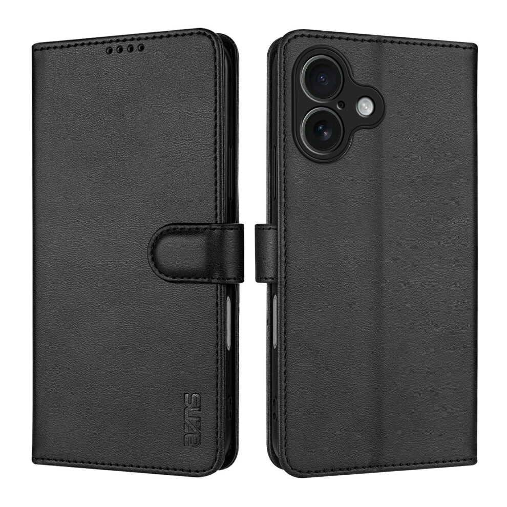 (Black) Azns For Iphone 17 Case Pu Leather Wallet Phone Cover Black 6914292713774