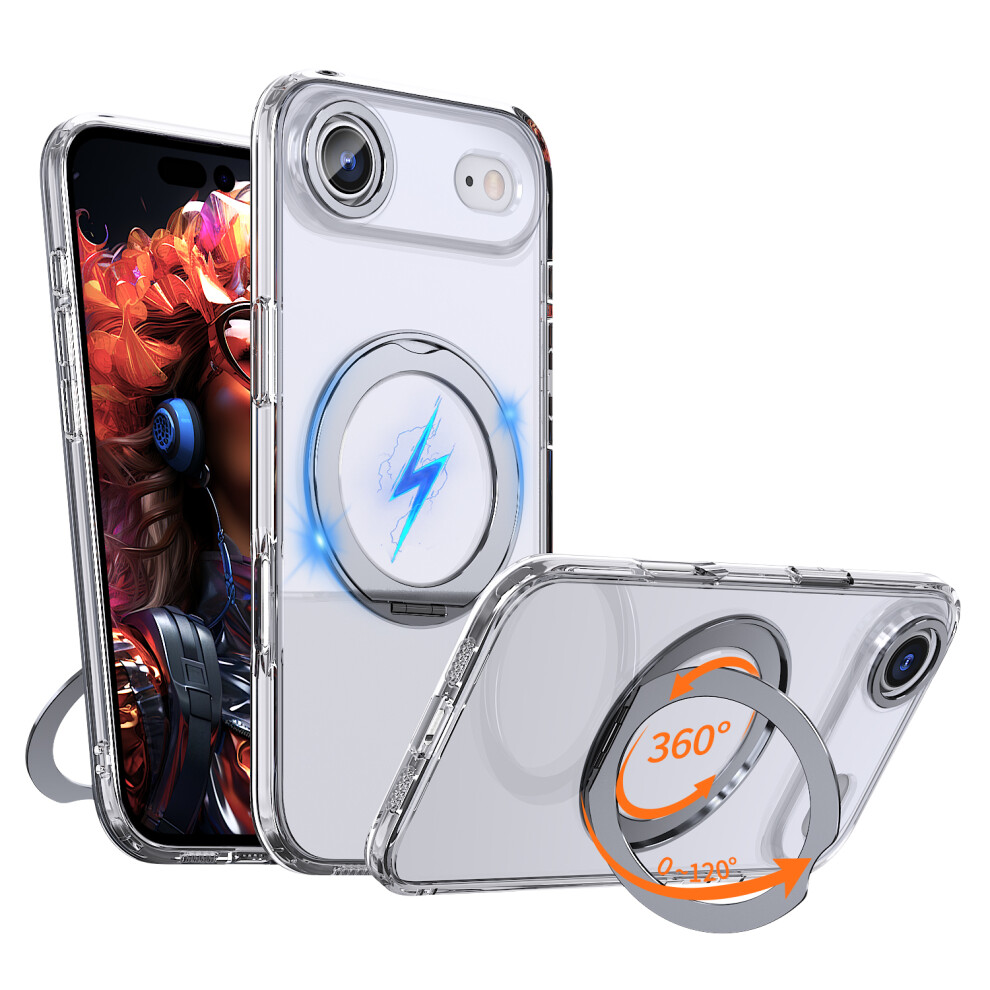 (Transparent) For Iphone Air Case Compatible With Magsafe Tpu + Acrylic Kickstand Phone Cover 6914299041344