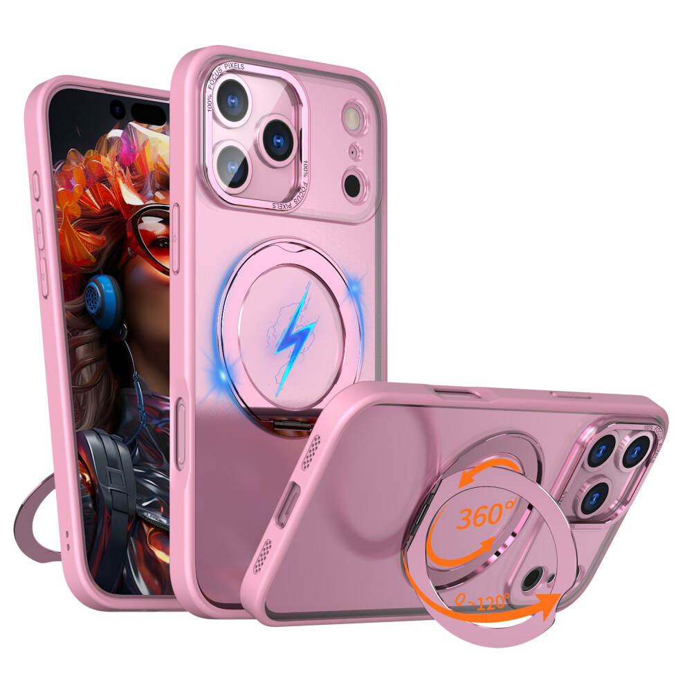 (Pink) For Iphone 17 Pro Max Case Compatible With Magsafe Tpu + Acrylic Kickstand Phone Cover Pink 6914295201797