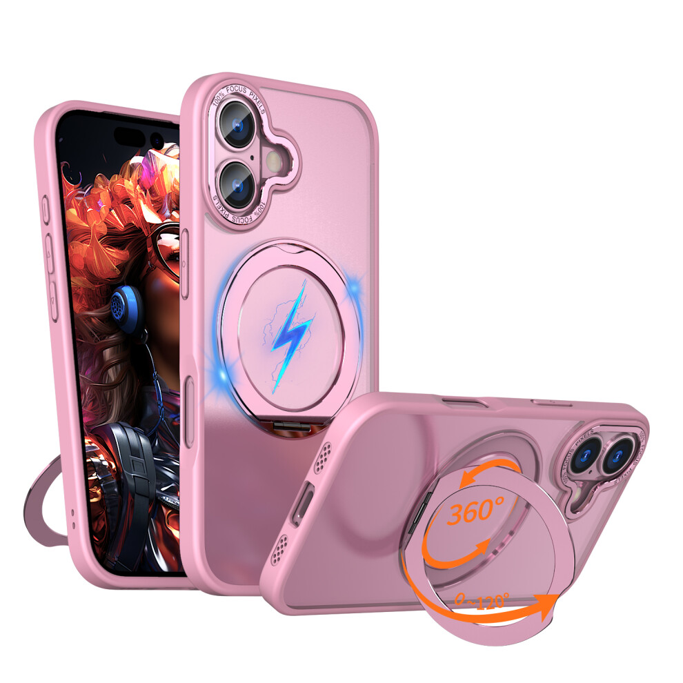 (Pink) For Iphone 17 Case Compatible With Magsafe Tpu + Acrylic Kickstand Phone Cover Pink 6914290536870