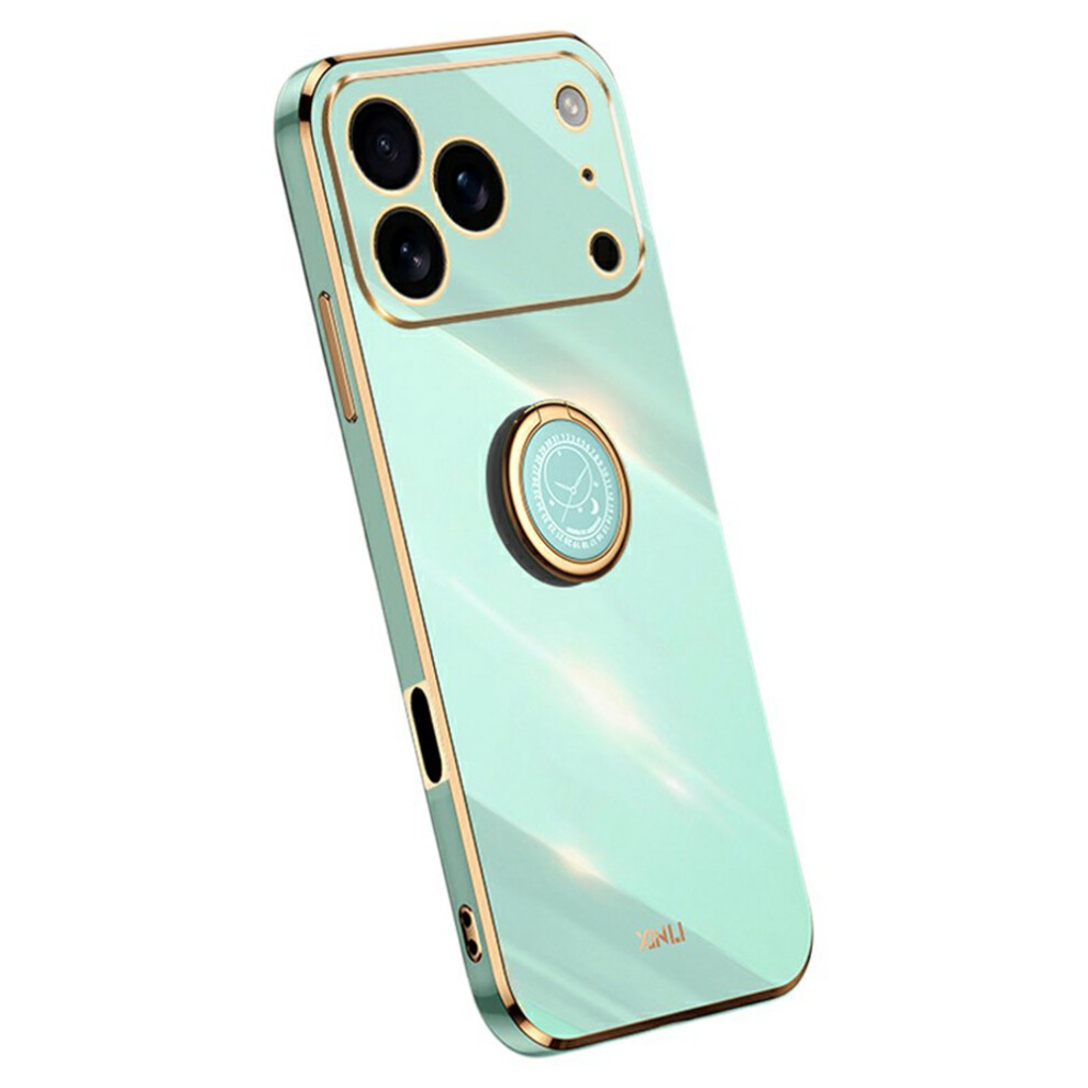 (Cyan) Xinli For Iphone 17 Pro Case Ring Kickstand Electroplating Tpu Phone Cover Blue 6914295917438