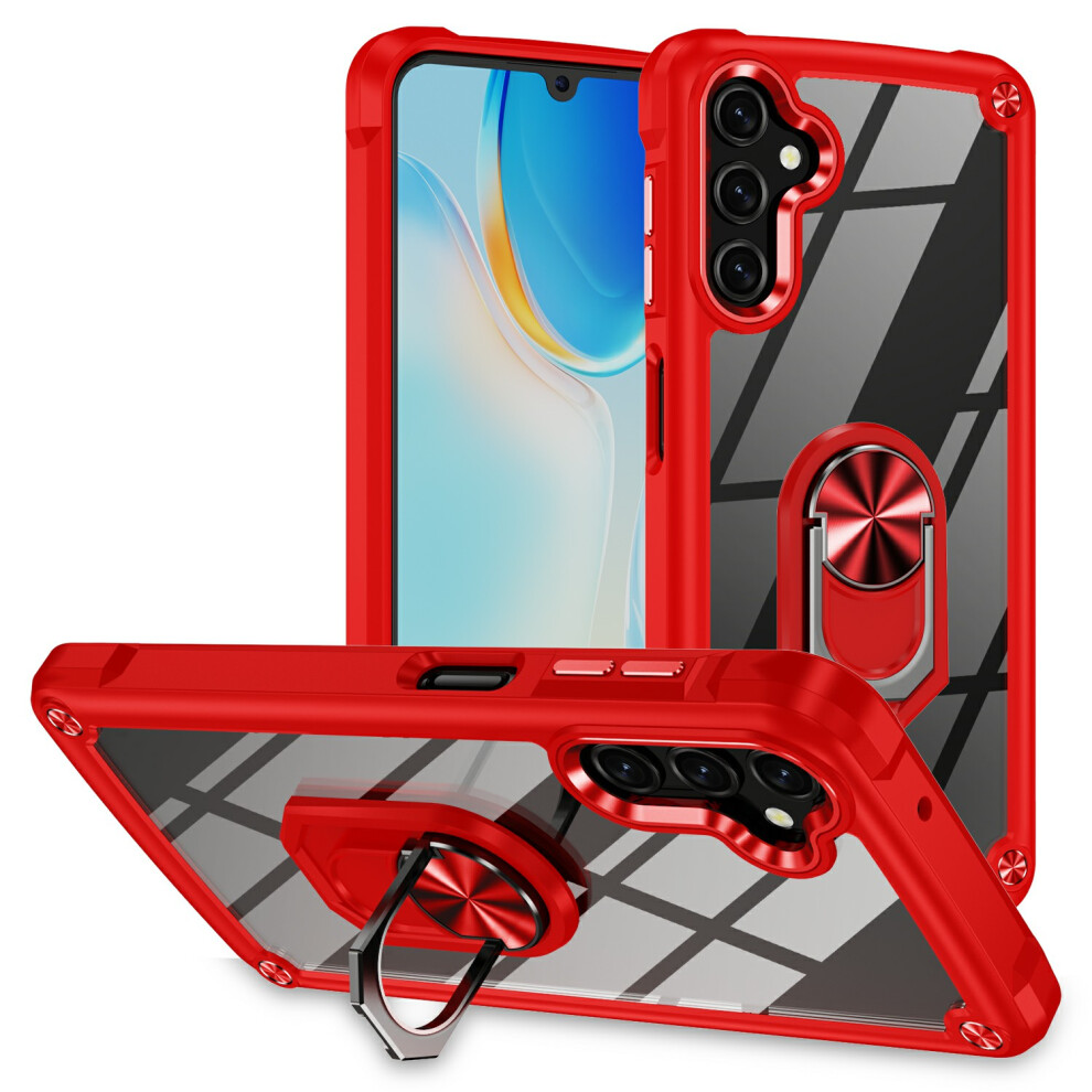 (Red) For Samsung Galaxy A17 5G / A17 4G Case Alloy Lens Frame Pc + Tpu Kickstand Phone Back Cover Red 6914297823652