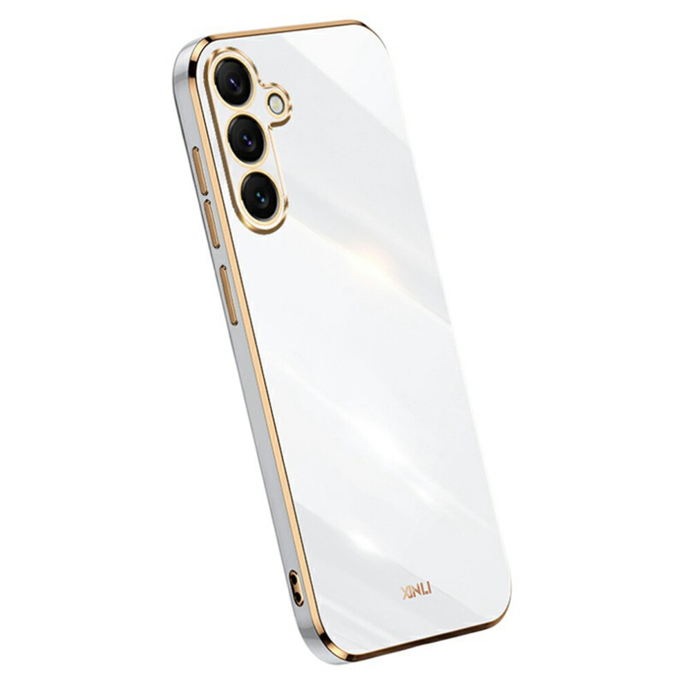 (White) Xinli For Samsung Galaxy S25 Fe Case Tpu Phone Cover With Electroplating Frame White 6914292190148