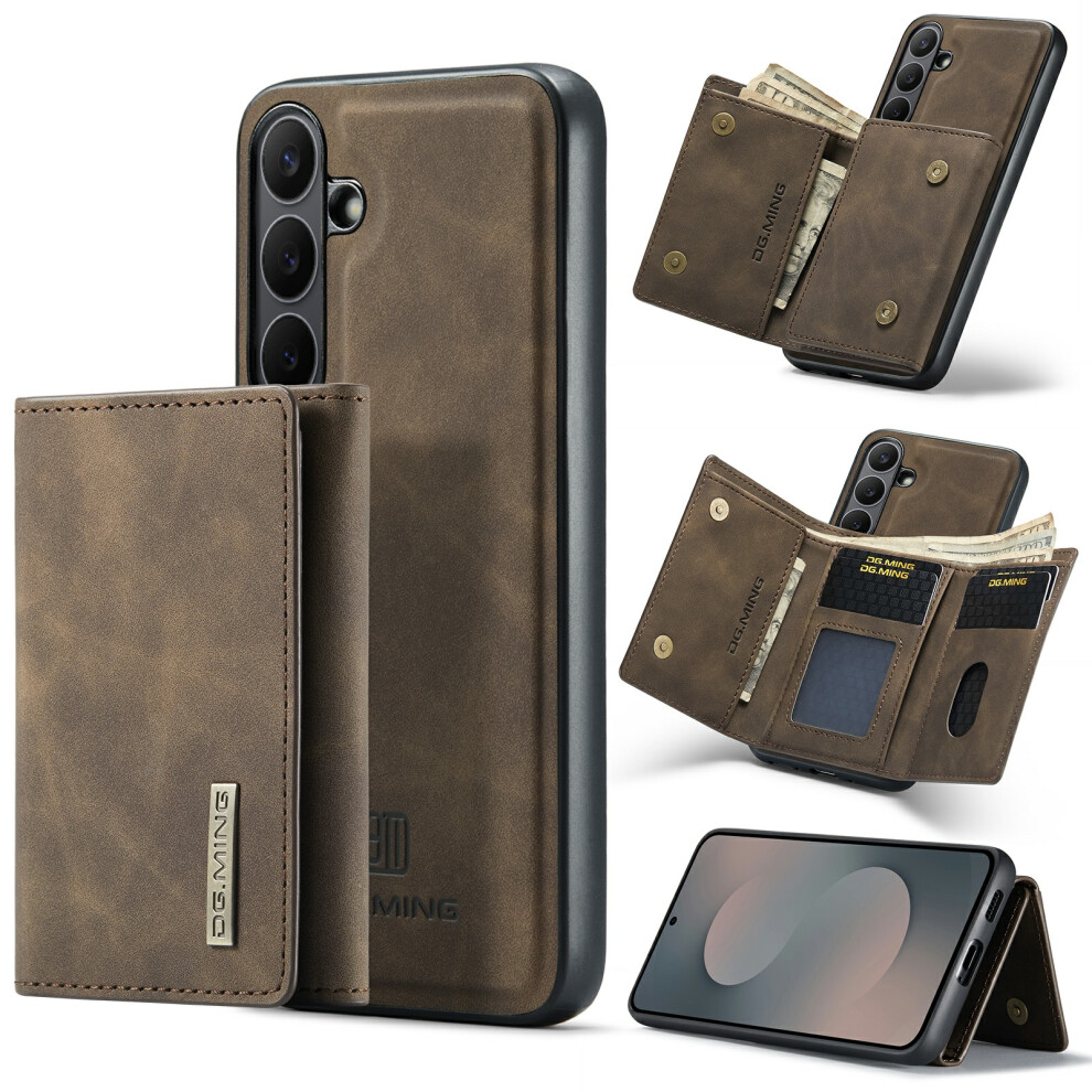 (Coffee) Dg.ming M1 Series For Samsung Galaxy S25 Fe Case Kickstand Pu Phone Cover With Detachable Wallet Brown 6914292683534