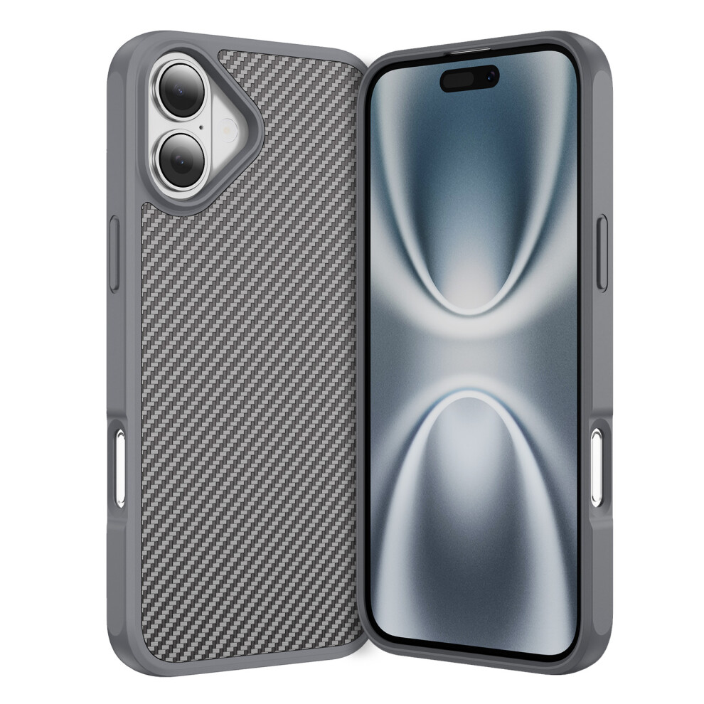 (Grey) For Iphone 17 Case Carbon Fiber Texture Pc + Tpu Phone Cover Compatible With Magsafe Grey 6914298577011