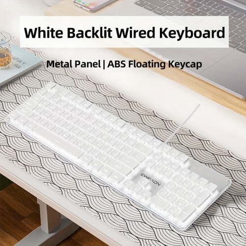 Silent Mechanical Keyboard All-Metal Panel 104 Keys