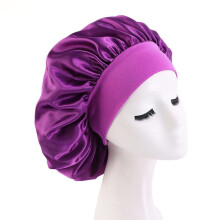 Satin Silk Bonnet Sleep Cap Dark Purple One Size