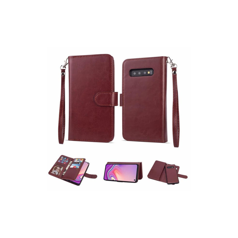 Samsung Galaxy S10 Plus Wallet Case 9-Card Brown 962029535560