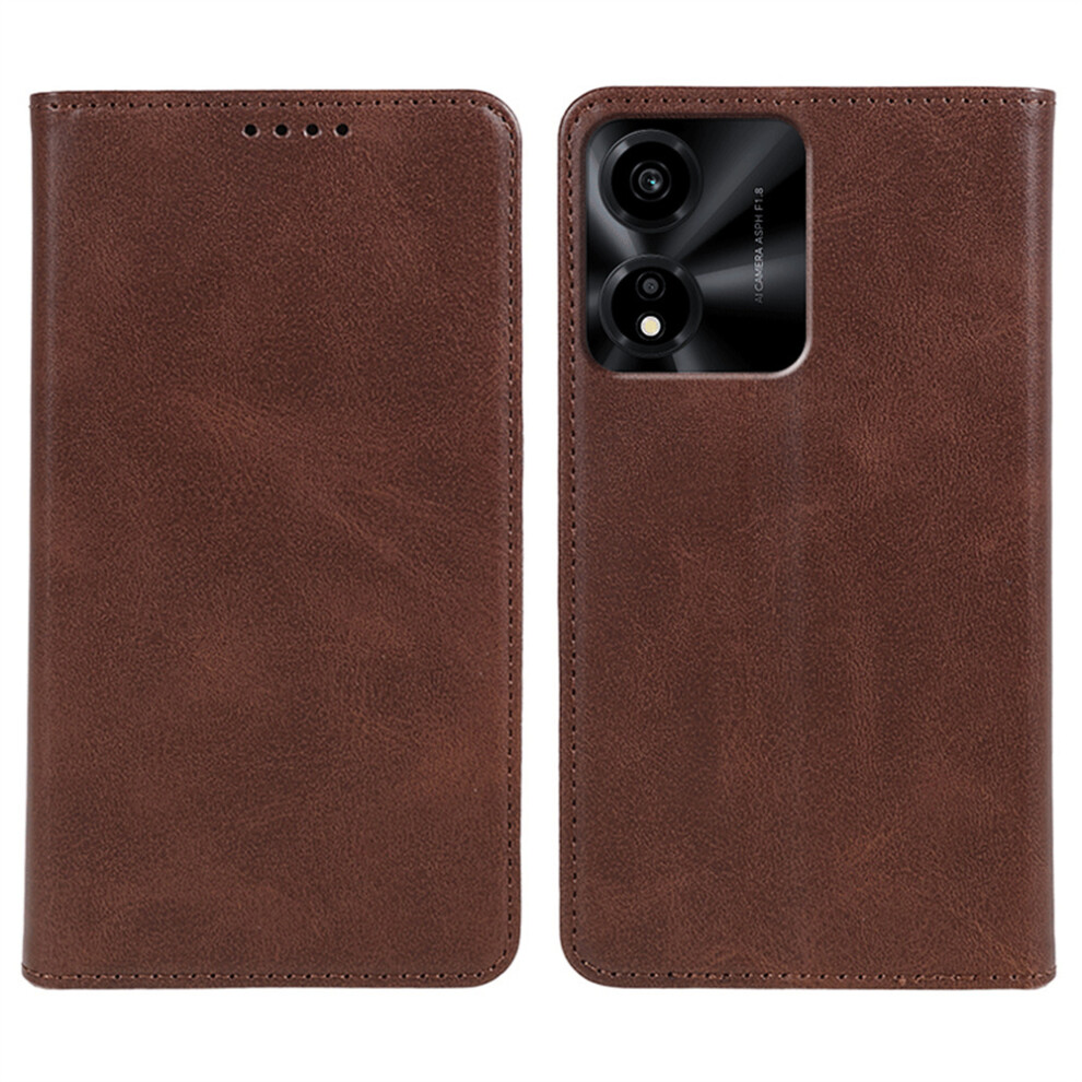 (Brown) For Honor X5c Plus 4G / X5c 4G Case Strong Magnetic Pu Leather Phone Cover Calf Texture Brown 6914297739823