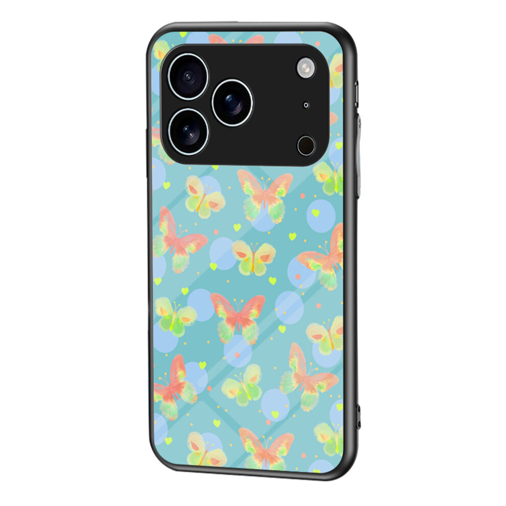 (Lush Butterfly) For Iphone 17 Pro Case Butterfly Pattern Tpu + Tempered Glass Protective Phone Cover 6914297540672