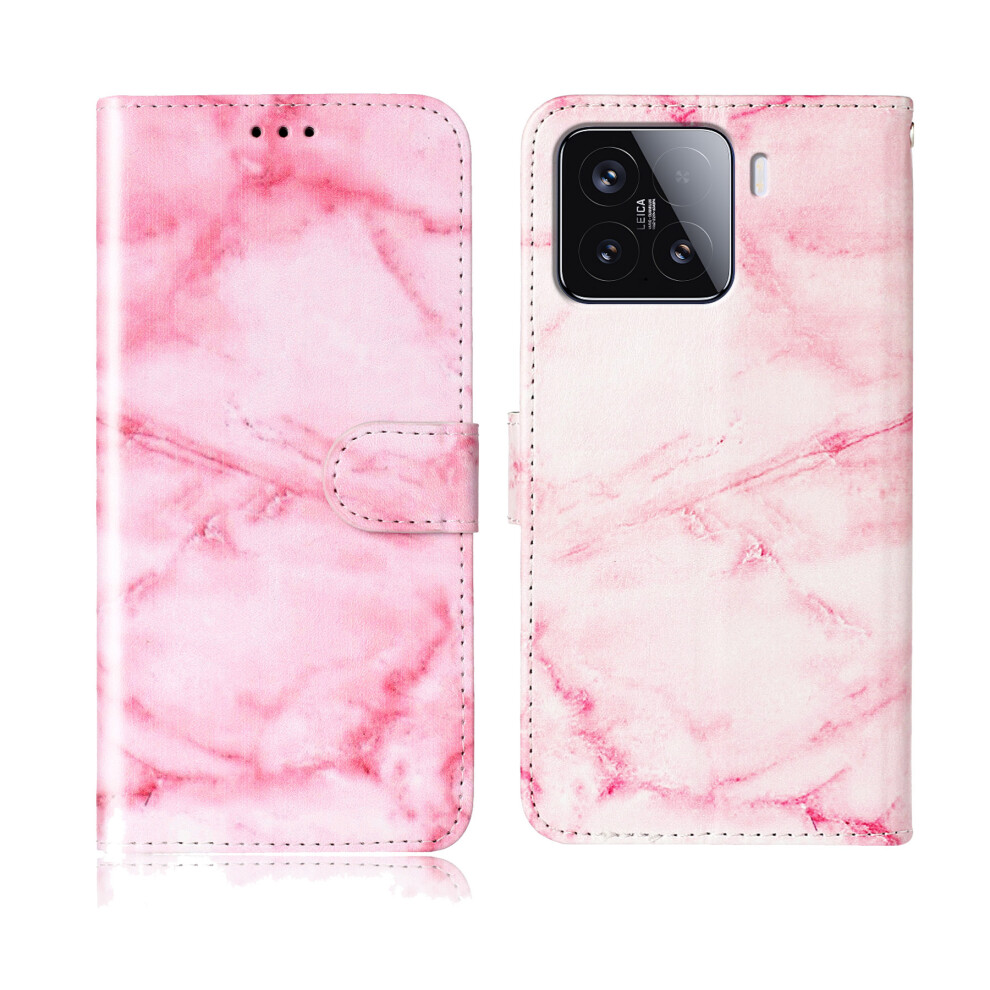 ( Marble) For Xiaomi 15T Pro Stand Case Marble Painted Folio Flip Leather Wallet Phone Cover Pink 6914295765749