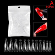 60 extensiones de uñas para dar forma rápidamente con terapia de luz de cristal, piezas de uñas con escala transparente G9Y4