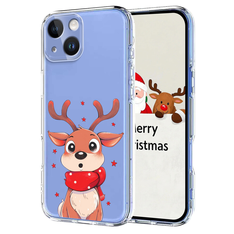(Christmas Elk) For Iphone 13 6.1 Inch / Iphone 14 Case Christmas Themed Pattern Printing Tpu Phone Back Cover 6914291069858