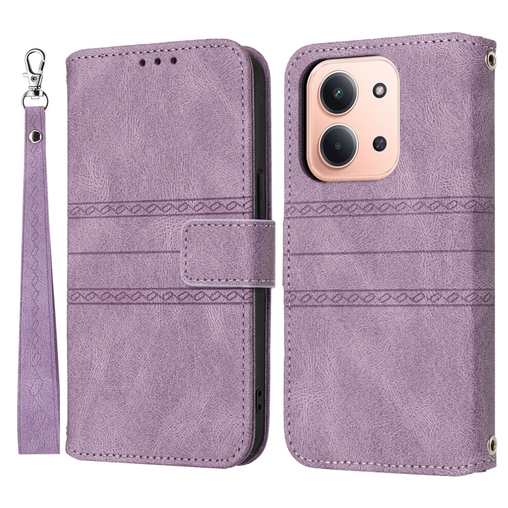 (Purple) For Xiaomi Redmi 15C 4G (Global) (171Mm) / Poco C85 4G (171Mm) Case Wallet Skin-Touch Leather Imprinted Phone Cover With Wrist Str Purple 6914297717753