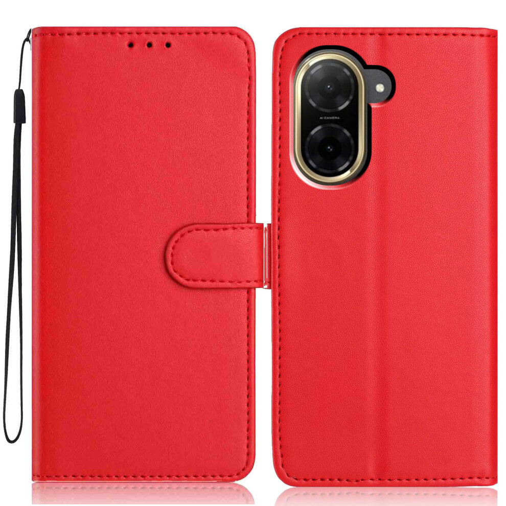 (Red) For Xiaomi Mi A5 Nfc (Eu) (173.45Mm) Wallet Case With Strap / Multiple Card Slots Solid Color Leather Stand Phone Cover Red 6914296486704
