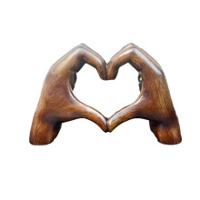 Décoration mains en forme de cœur marron, statue de main d'amour - Statues de doigts en forme de cœur B1X0 F4X0