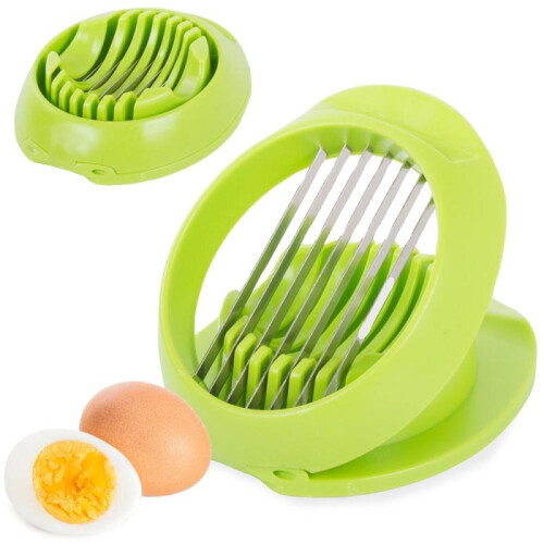 Green Boiled Egg Slicer Plastic Egg Slicer Cutter Efficient Kitchen Tool 11x13.5x4cm 2
