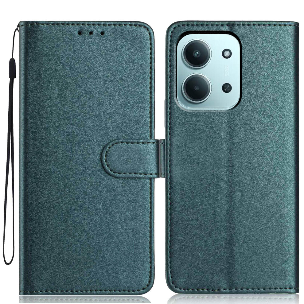 (Blackish ) For Xiaomi Redmi 15C 4G (Global) (171Mm) Wallet Case With Strap / Multiple Card Slots Solid Color Leather Stand Phone Cover Green 6914294647664