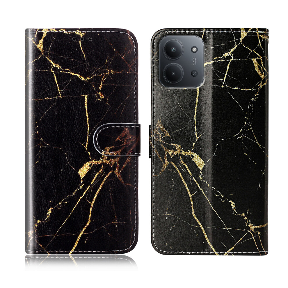 (Black Gold Marble) For Xiaomi Redmi Redmi 15C 4G (Eu) (173Mm) / 15C 5G (Eu) (173Mm) / Poco C85 4G (173Mm) Case Marble Paint Leather Phone Cover Black,Gold 6914297910819