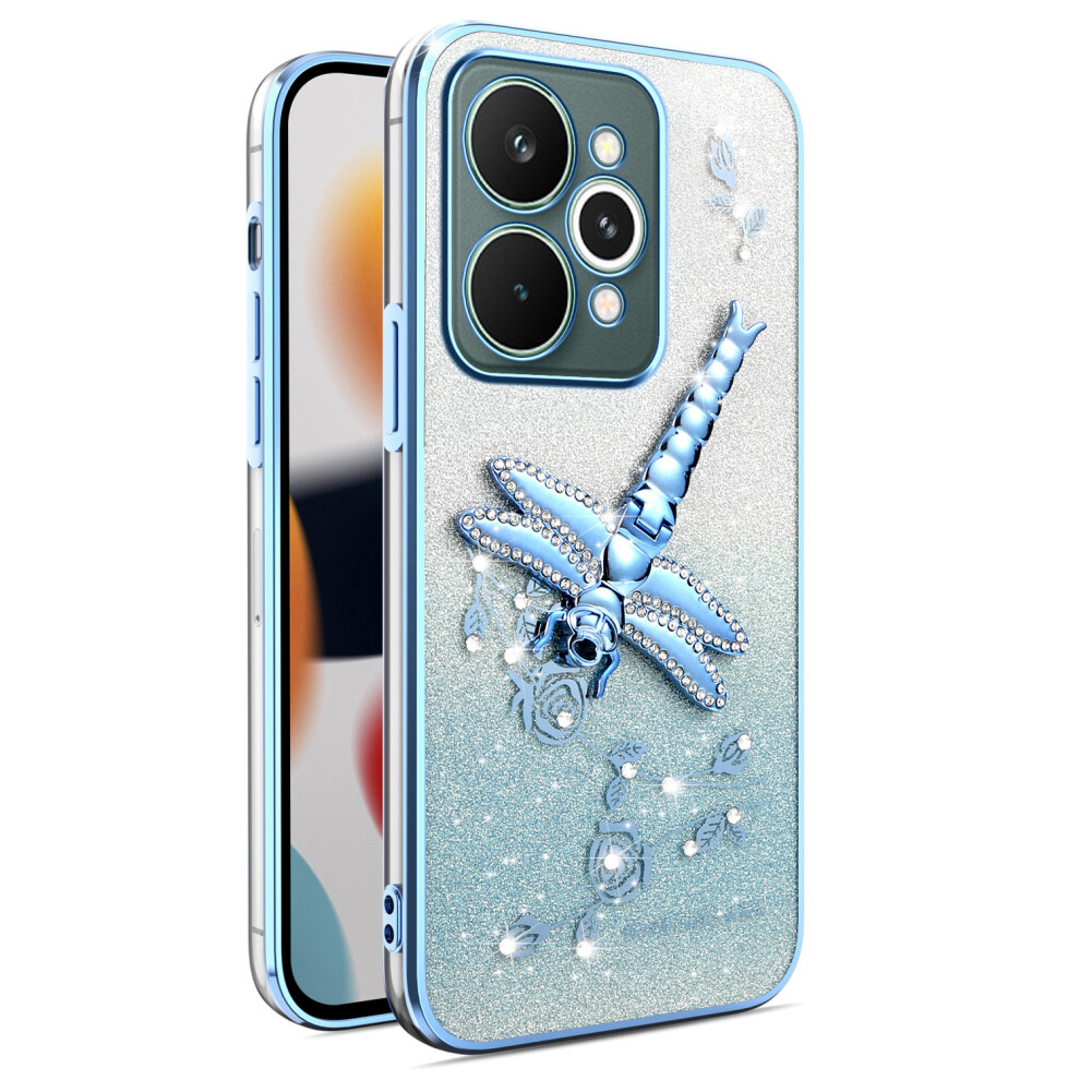(Blue) Kadem For Realme 15 Pro 5G Case Dragonfly Kickstand Tpu Flowers Glitter Phone Cover Blue 6914292574429