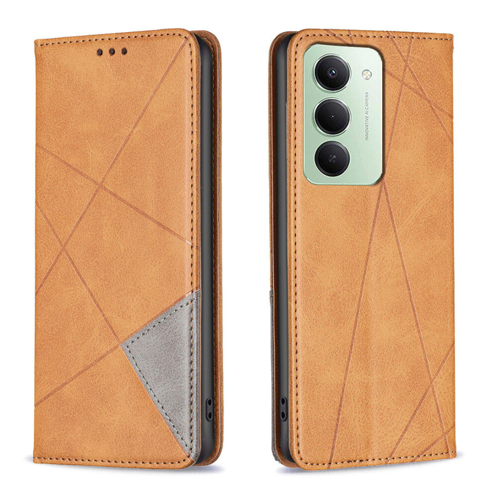 (Yellow) For Xiaomi Redmi 15 5G (Global) (169Mm) Case Card Slots Geometry Imprint Leather Phone Cover Yellow 6914290785377