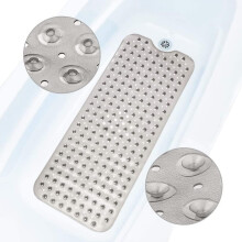 Non-Slip Bath Mat Grey 100x40cm with 200 Suction Cups