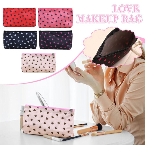 Red heart makeup bag travel toiletry case 1 piece 1