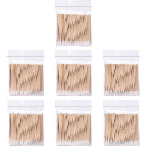 Träbomullspinnar Engångs Spetsiga Q-Tips för Tatuering Skönhetssalong Makeup7Packs