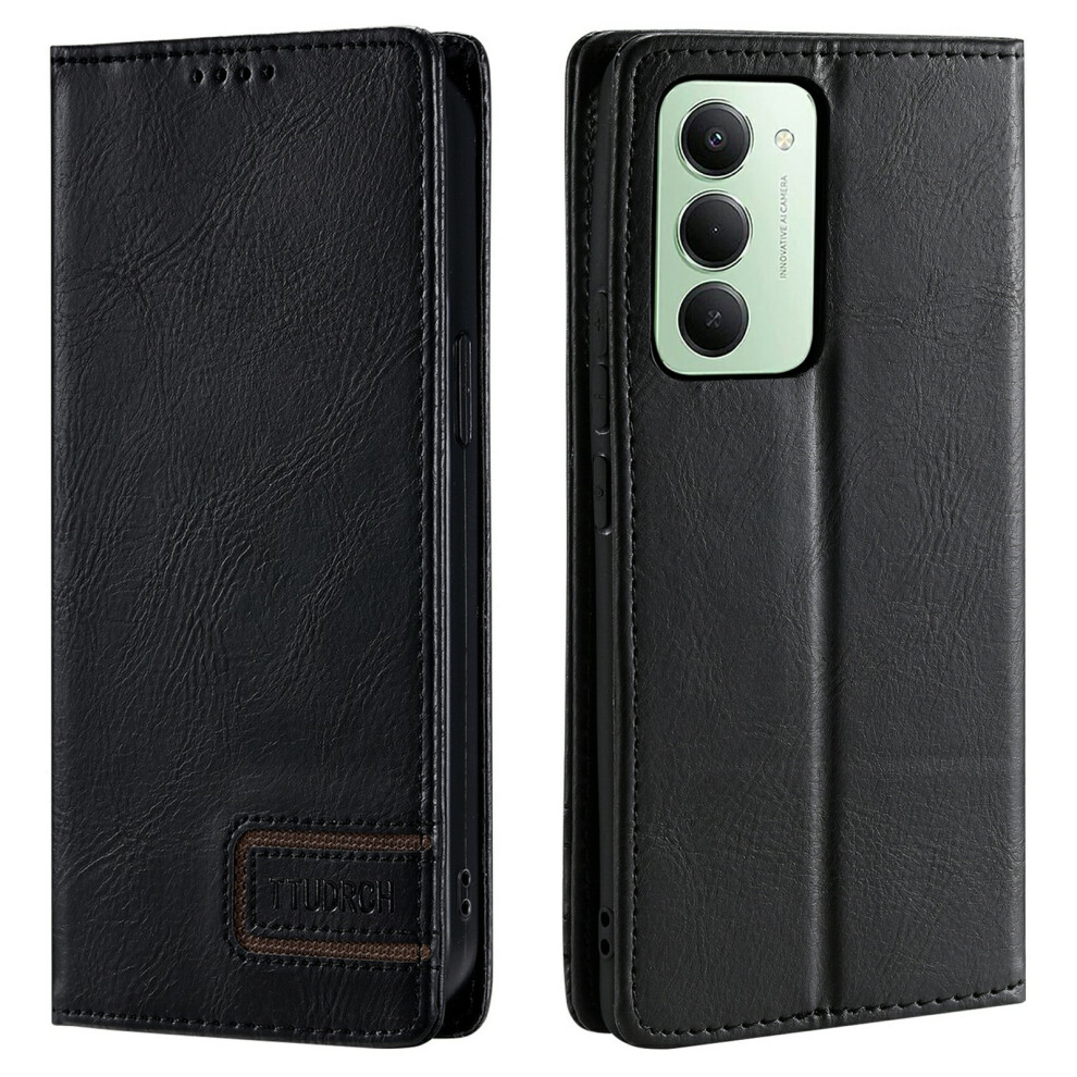 (Black) Ttudrch Style 007 For Xiaomi Redmi 15 5G (Global) (169Mm) Leather Case Rfid Blocking Wallet Stand Phone Cover Black 6914295531771