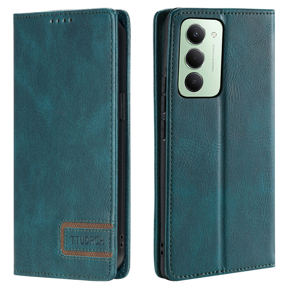 (Blackish ) Ttudrch Style 007 For Xiaomi Redmi 15 5G (Eu) (171Mm) / 4G (Eu) (171Mm) Leather Case Rfid Blocking Wallet Stand Phone Cover Green 6914298472835