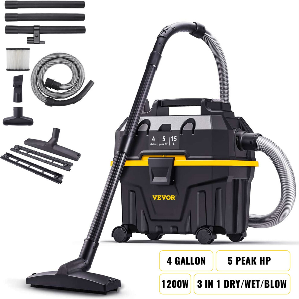 Vevor Wet/Dry Vacuum 4 Gallon 5Hp Portable With Attachments 940684991860
