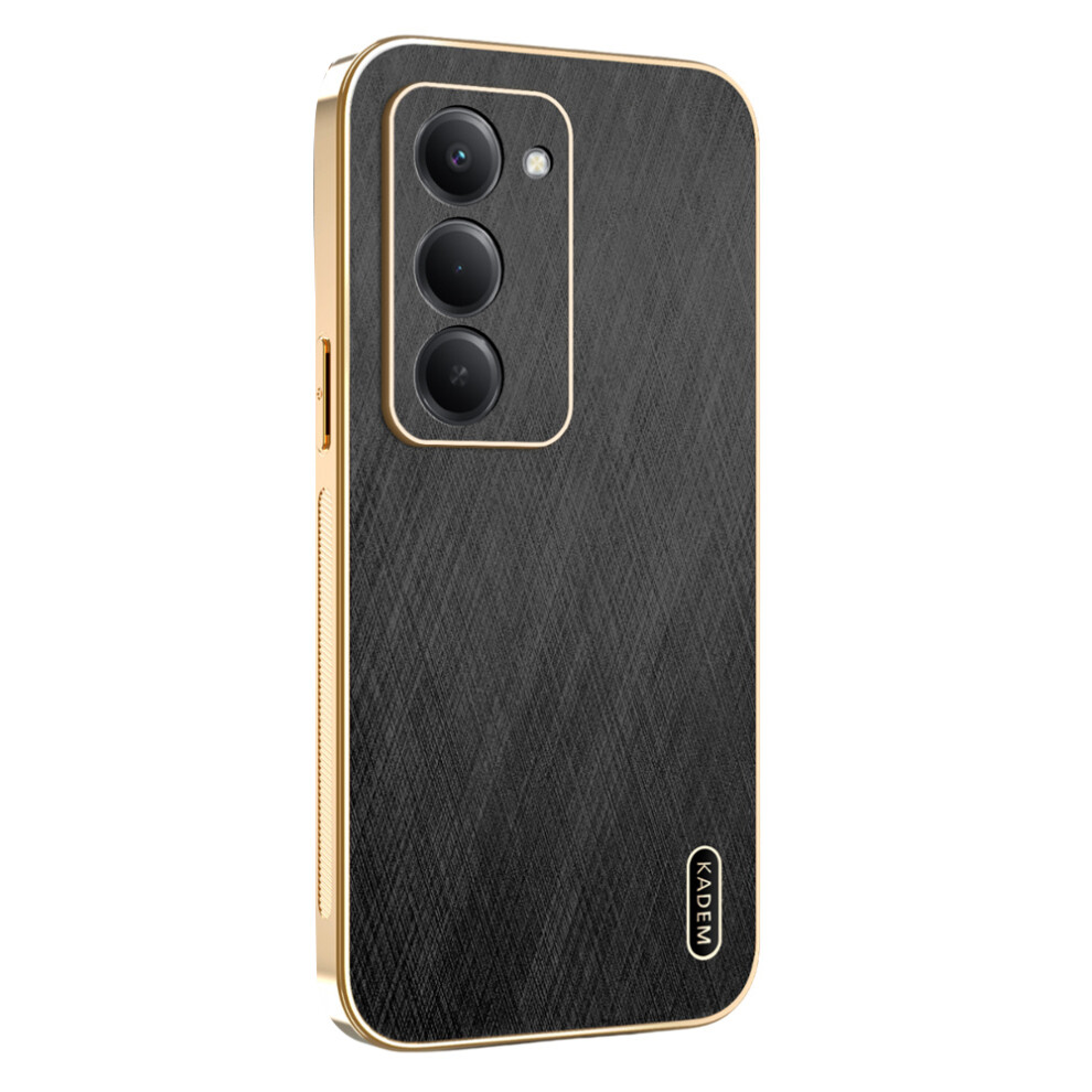 (Black) Kadem For Xiaomi Redmi 15 4G (169Mm) Case Electroplating Silk Texture Pu + Tpu Phone Back Cover Black 6914293508263