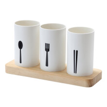 Organisateur de couverts NUOLUX avec base en bois, 6 emplacements