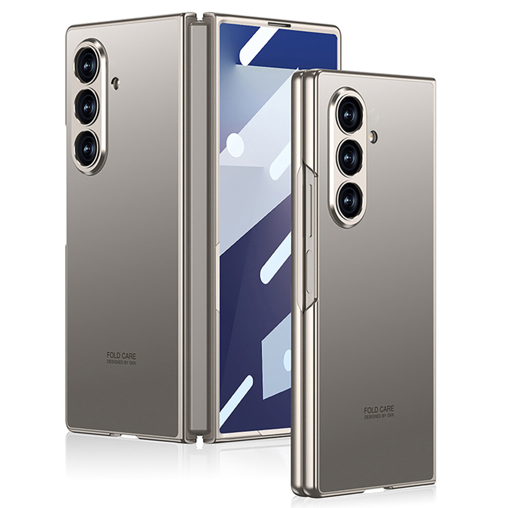 (Titanium ) Gkk For Samsung Galaxy Z Fold7 5G Case Skin Touch Pc Slim Phone Cover With Tempered Glass Film Grey 6914294765085
