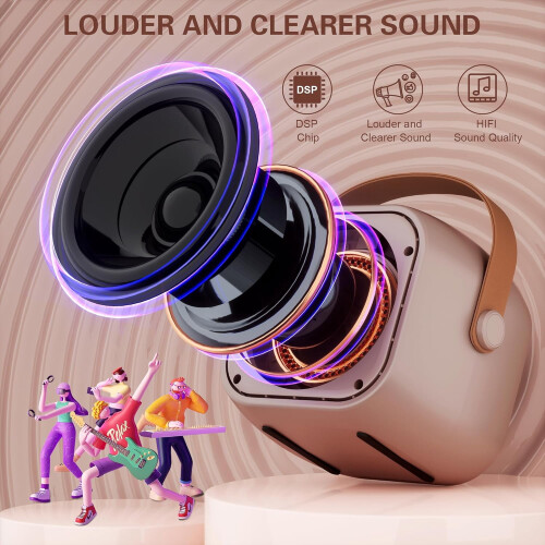 Mini karaoke machine with 2 wireless mics and lights 1
