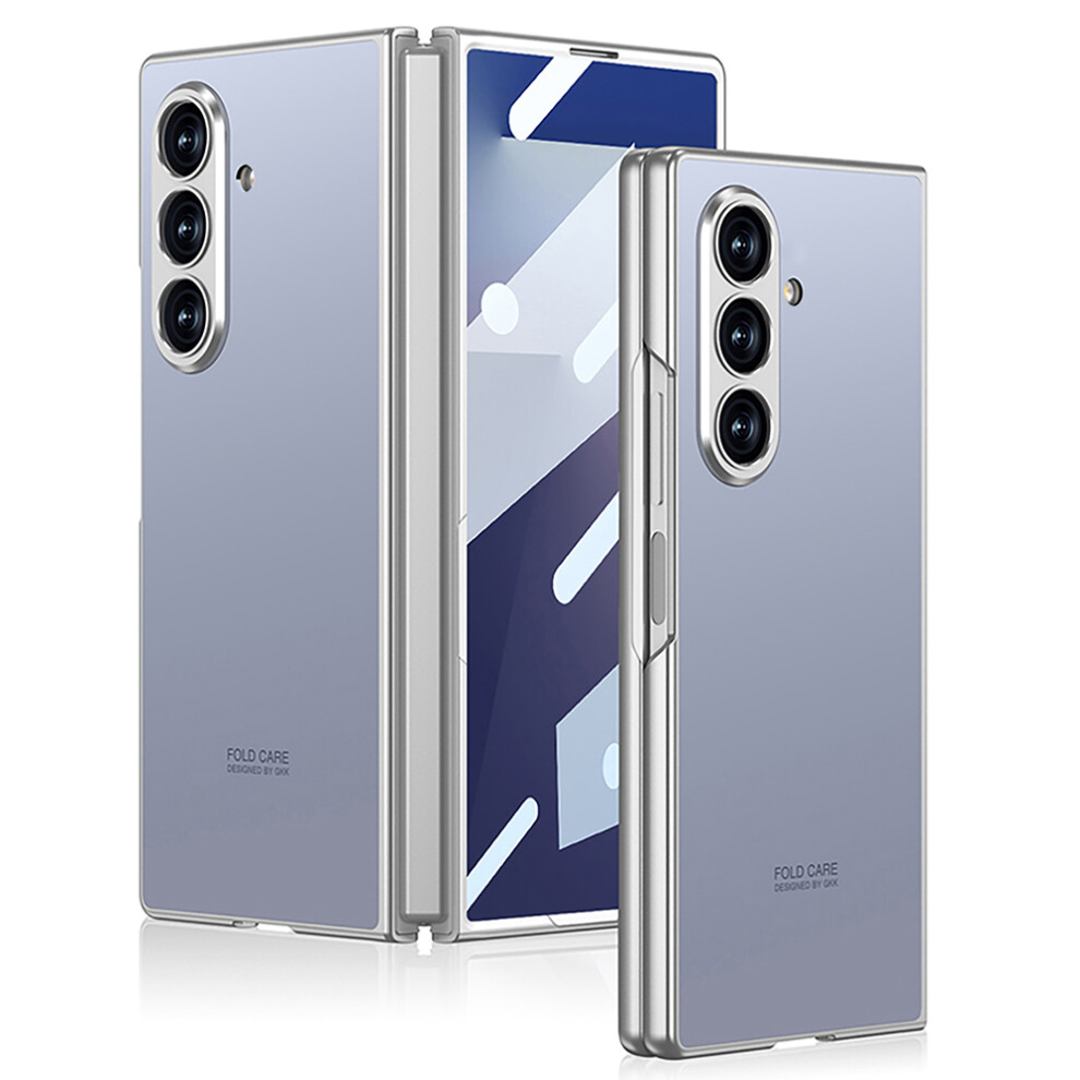 (Baby ) Gkk For Samsung Galaxy Z Fold7 5G Case Skin Touch Pc Slim Phone Cover With Tempered Glass Film Blue 6914293070814