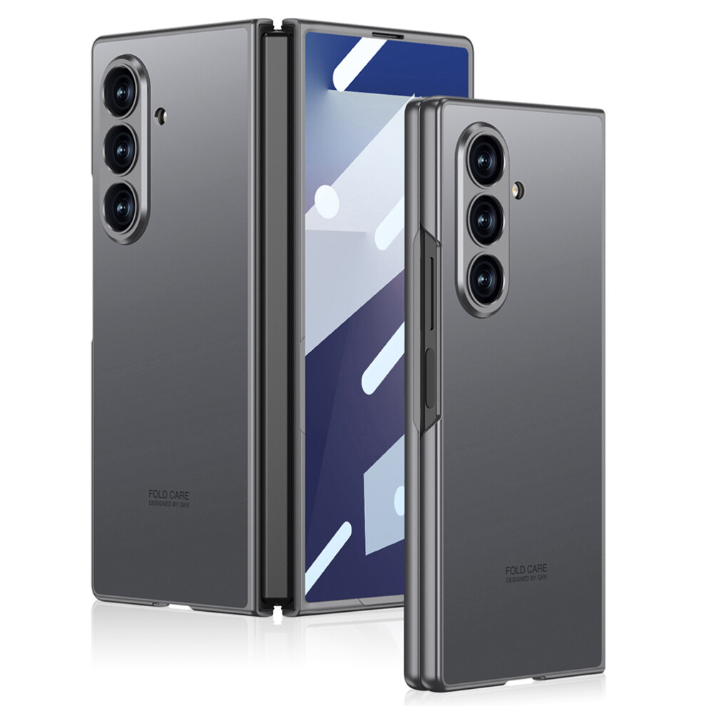 (Grey) Gkk For Samsung Galaxy Z Fold7 5G Case Skin Touch Pc Slim Phone Cover With Tempered Glass Film Grey 6914294725669