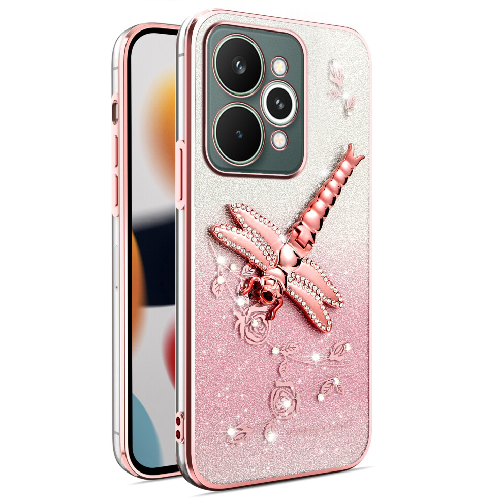 (Pink) Kadem For Realme 15 5G Case Dragonfly Kickstand Tpu Flowers Glitter Phone Cover Pink 6914299396246