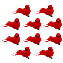 Christmas Cardinal Bird Ornaments Artificial Red 10PCS