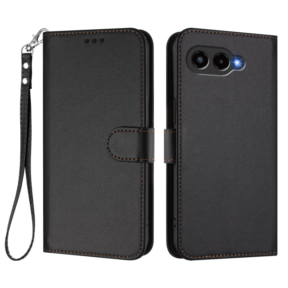 (Black) For T-Mobile T Phone 3 / T-Mobile Revvl 8 Leather Case Wallet Stand Phone Cover With Wrist Strap Black 6914297170862